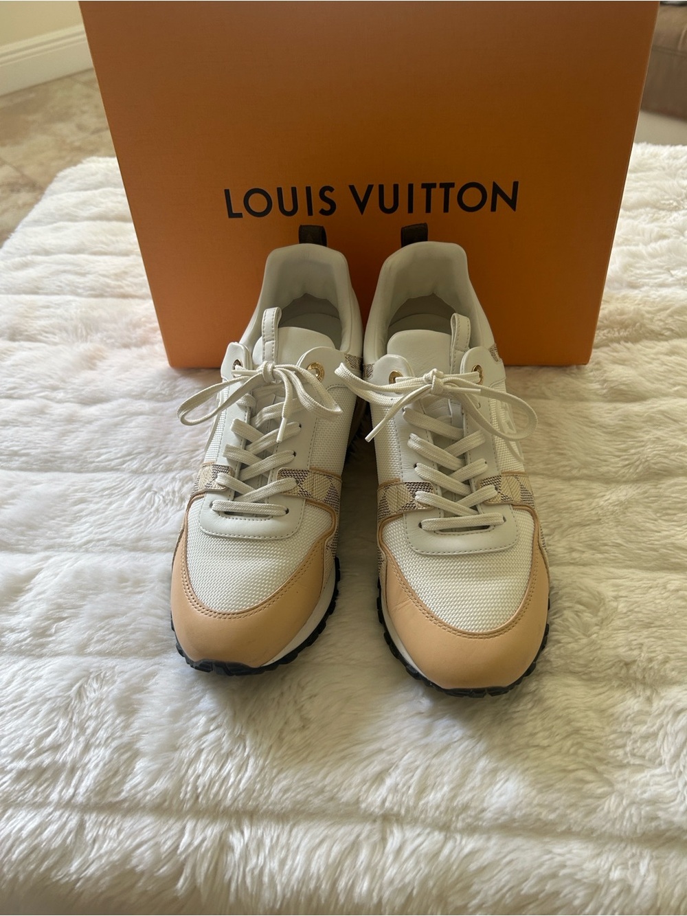 Louis Vuitton White & Beige Runner Sneakers for Women